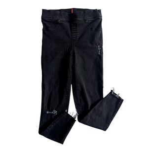Spanx Pants Womens Large Black Vintage Distressed Ankle Skinny Jean Legging